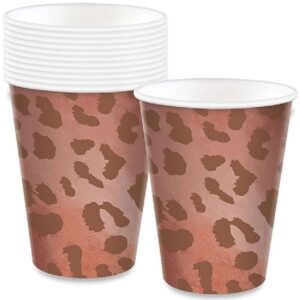 Rose Gold Leopard Metallic Paper Cups 12 Oz