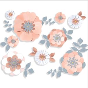 Rose Gold Floral 3d Wall Decoration