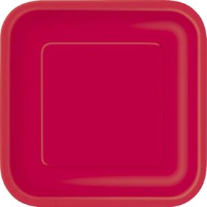 Ruby Red 7" Square Plates 16CT