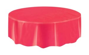 Ruby Red Round Plastic Table Cover