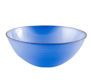 Blue W/Gold Rim Spiralique 14oz Bowls 10CT