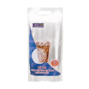 16oz Pet Cups Clear W/Flat Lids 50CT
