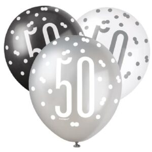Birthday Glitz 12" Latex Balloons 50TH Birthday