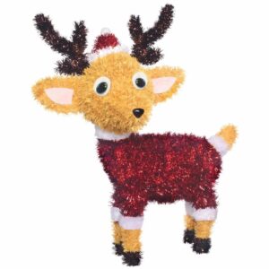 3d Reindeer/Santa Hat Tinsel Centerpiece