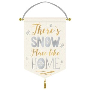 15" Snowy Home Hanging Banner Canvas