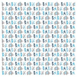 Blue Floral Elephant Gift Wrap 30"X5ft